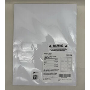 MaxGear 2"x 2" Matte White Printable Labels Inkjet Laser 1200pcs 100 Sheets READ